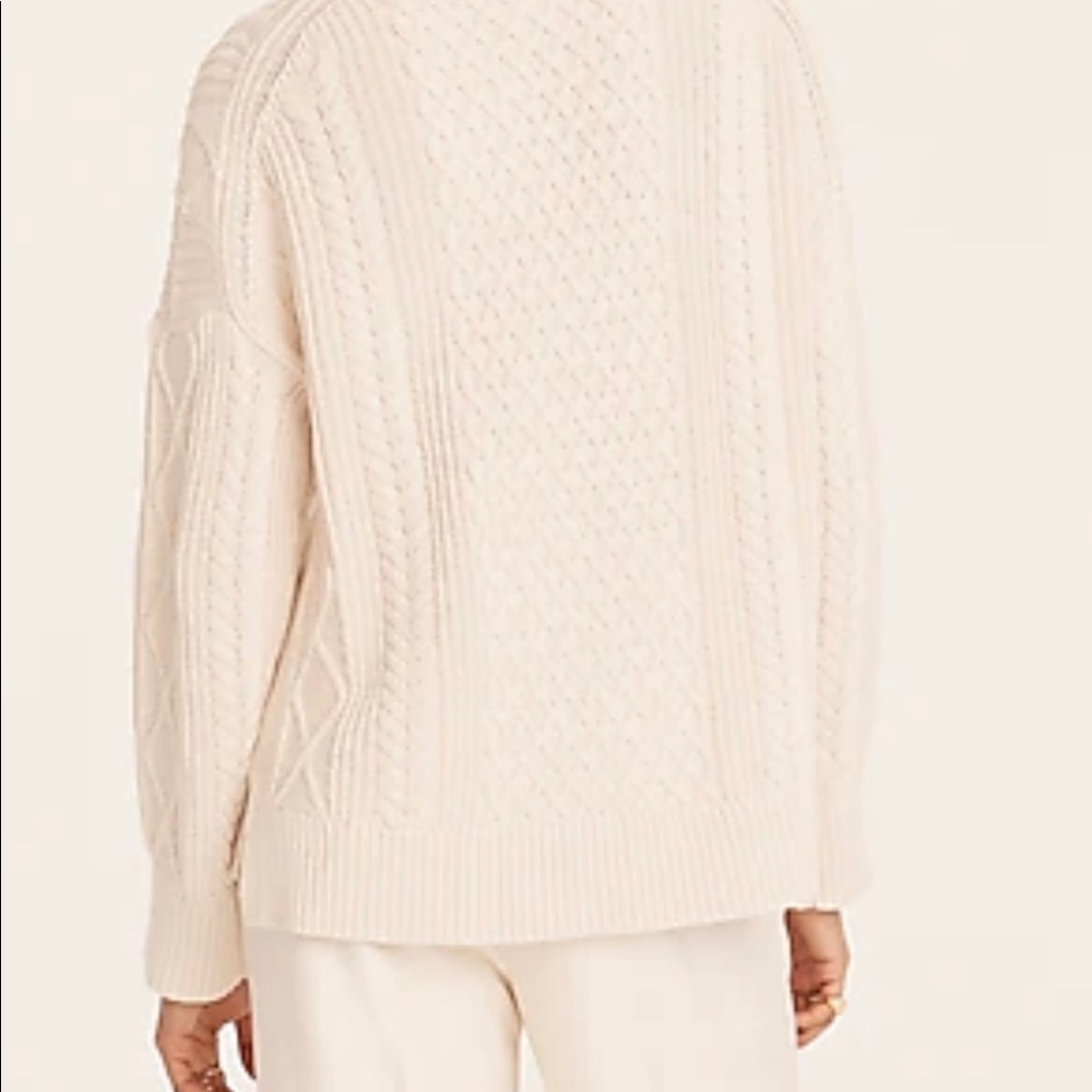 J Crew Long Cotton Cable Knit Mockneck Sweater Style BD709 - Picture 4 of 16